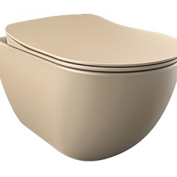 Creavit Rim-Off Ophang Toiletpot met RVS Sproeier (Bidet) - Mat Cappucino