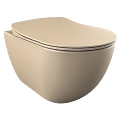 Creavit Rim-Off Wall-Mounted Toilet Bowl with Stainless Steel Bidet - Matt Cappuccino