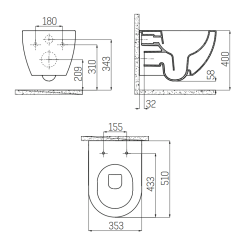 Creavit Rim-Off Ophang Toiletpot met RVS Sproeier (Bidet) - Mat Cappucino