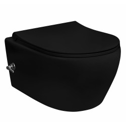 Aloni Rim-Off Wall-Mounted Toilet Bowl with Bidet Hot/Cold Water - Matte Black