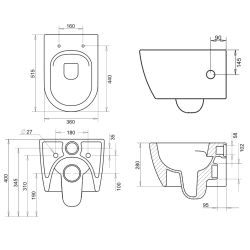 Aloni Rim-Off Wall-Mounted Toilet Bowl with Bidet Hot/Cold Water - Matte Black