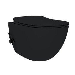 Creavit Rim-Off Wall-Mounted Toilet Bowl with Bidet Hot/Cold Water - Matte Black