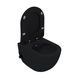 Creavit Rim-Off Wall-Mounted Toilet Bowl with Bidet Hot/Cold Water - Matte Black