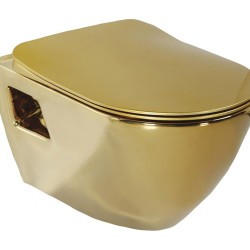 Creavit Flat WC-Zitting Duroplast (Soft-Close & Quick Release) Met Inox Scharnieren - Goud