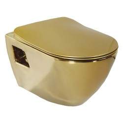 Creavit Flat Toilet Seat Duroplast (Soft-Close & Quick Release) With Stainless Steel Hinges - Gold