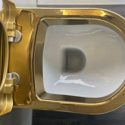 Creavit Design Wall-Mounted WC With Bidet - Gold (White Color Inside)