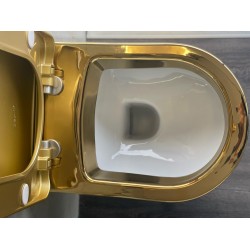 Creavit Design Wall-Mounted WC With Bidet - Gold (White Color Inside)