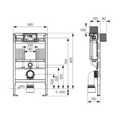 TECEprofil WC Installation Frame with Uni-sink Cabinet, Construction Height 820 mm